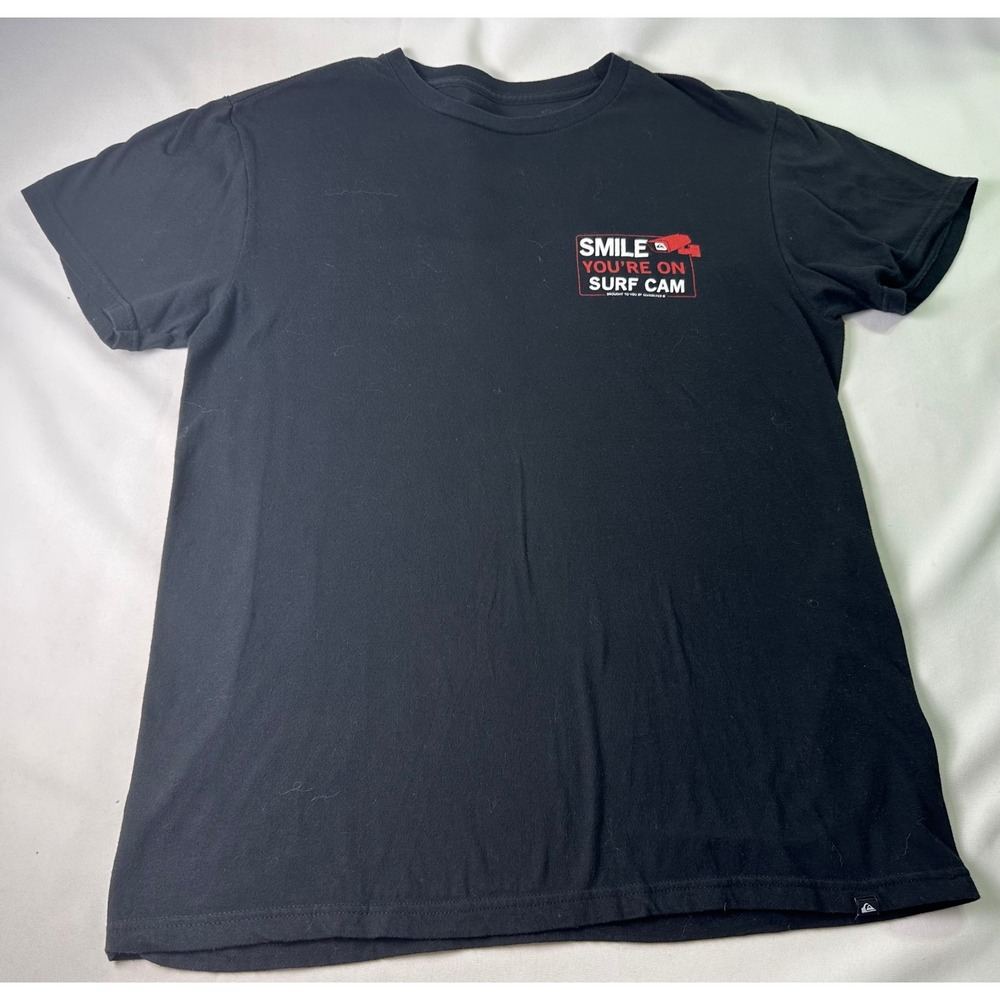 Quiksilver Surf Cam Graphic Tee Crew‎ Neck Short Sleeve Black T-Shirt Mens Large